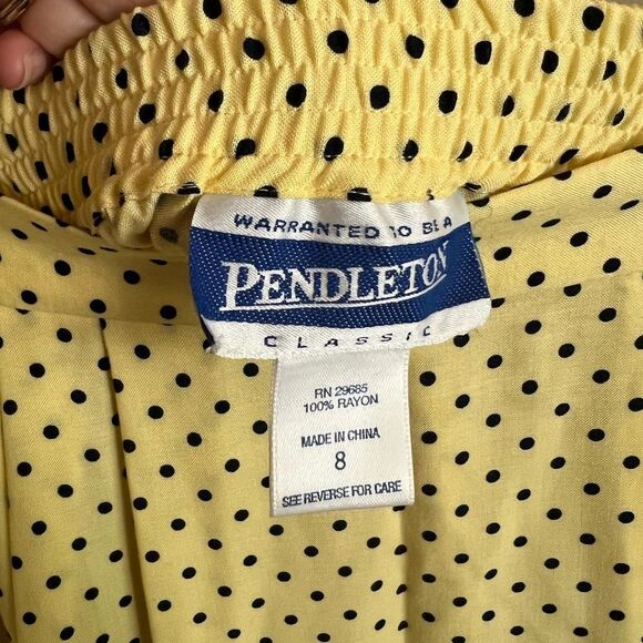 Vintage Pendleton Skirt set, Yellow w/Navy polka dots, Blouse Sz6, Skirt Sz 8 - Picture 12 of 14